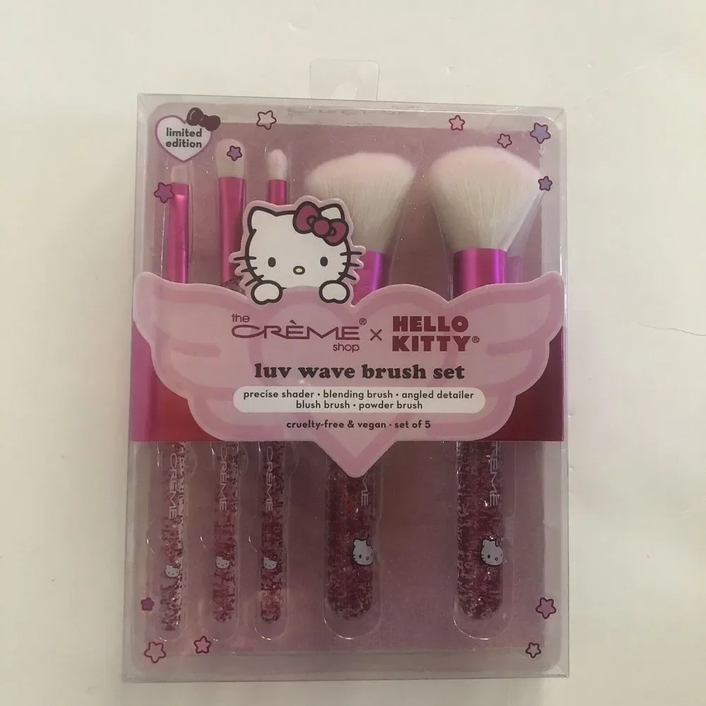 Hello Kitty x the Creme Shop “luv wave brush” MAKEUP BRUSH SET + BLENDERS New